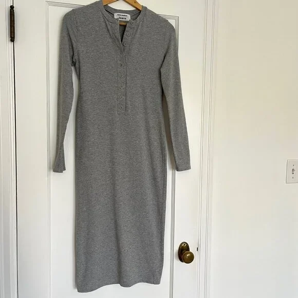 Reformation Henley Long Sleeve Cotton Dress | Size XS - Picture 3 of 8